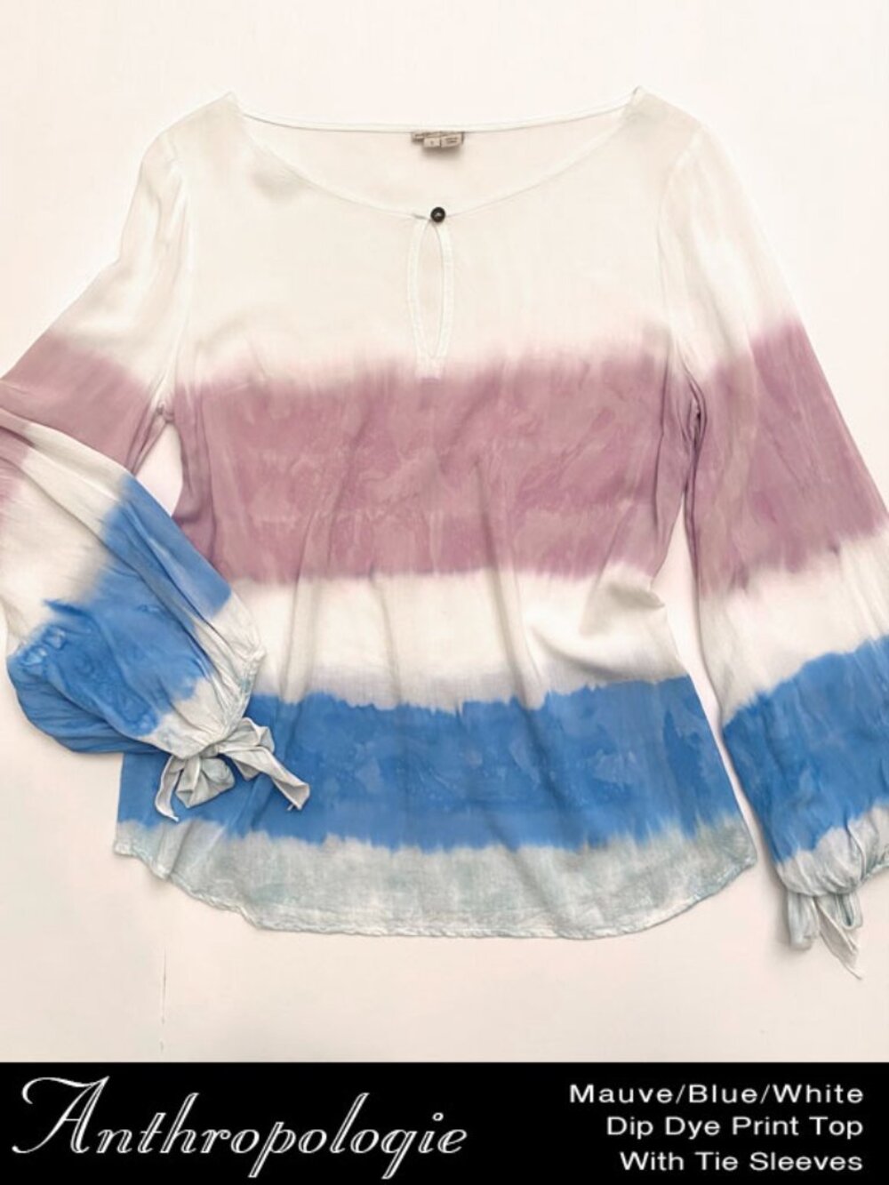 Anthropologie Holding Horses Dip Dye Print Top With Tie Sleeves Size S